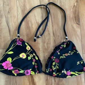 Vitamin A black floral Bikini Top